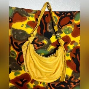 Frye Nora Knotted Zip Top Yellow Boho Leather Bag